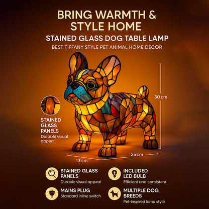 Lampe de Chien en Verre Tiffany | Éclairage Ambiant et Design Unique