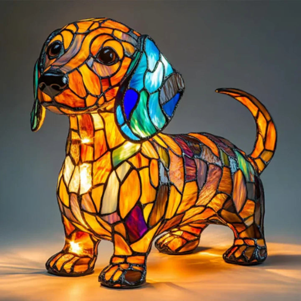 Lampe de Chien en Verre Tiffany | Éclairage Ambiant et Design Unique