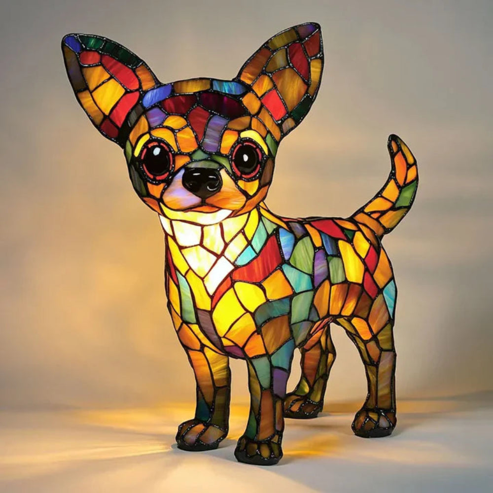 Lampe de Chien en Verre Tiffany | Éclairage Ambiant et Design Unique