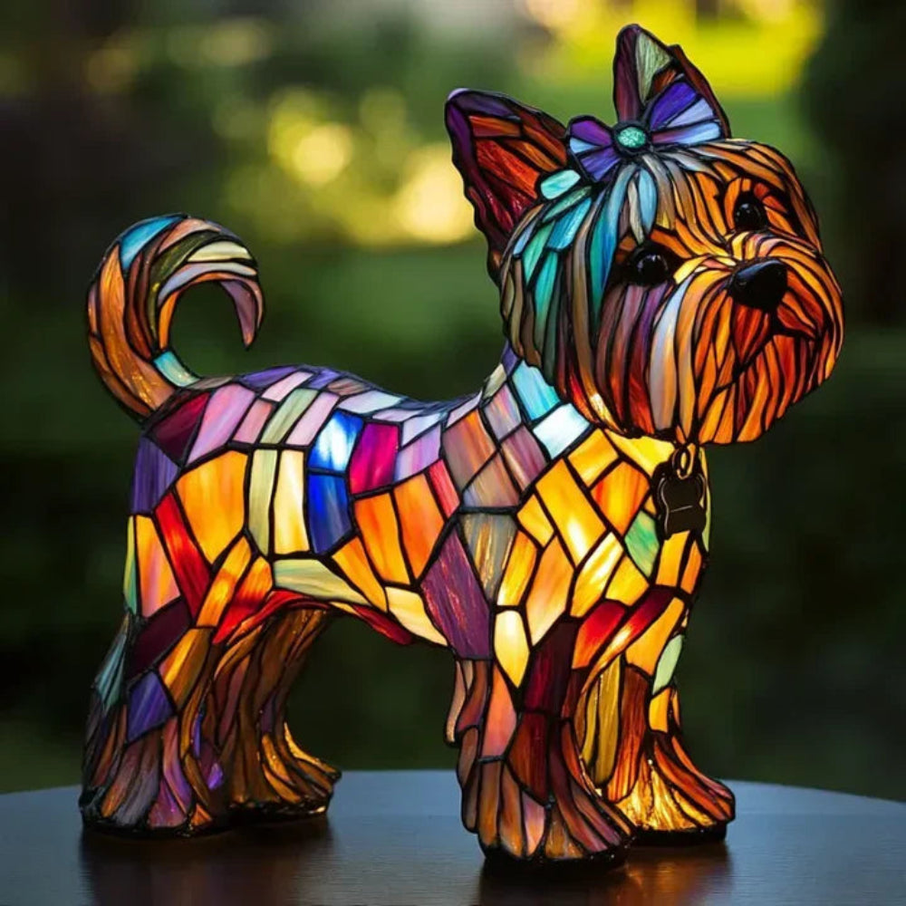 Lampe de Chien en Verre Tiffany | Éclairage Ambiant et Design Unique