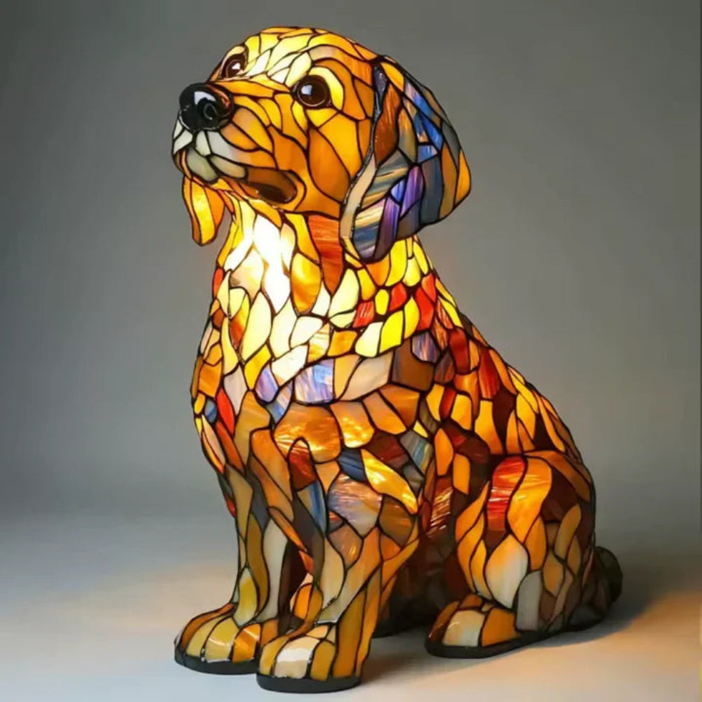 Lampe de Chien en Verre Tiffany | Éclairage Ambiant et Design Unique