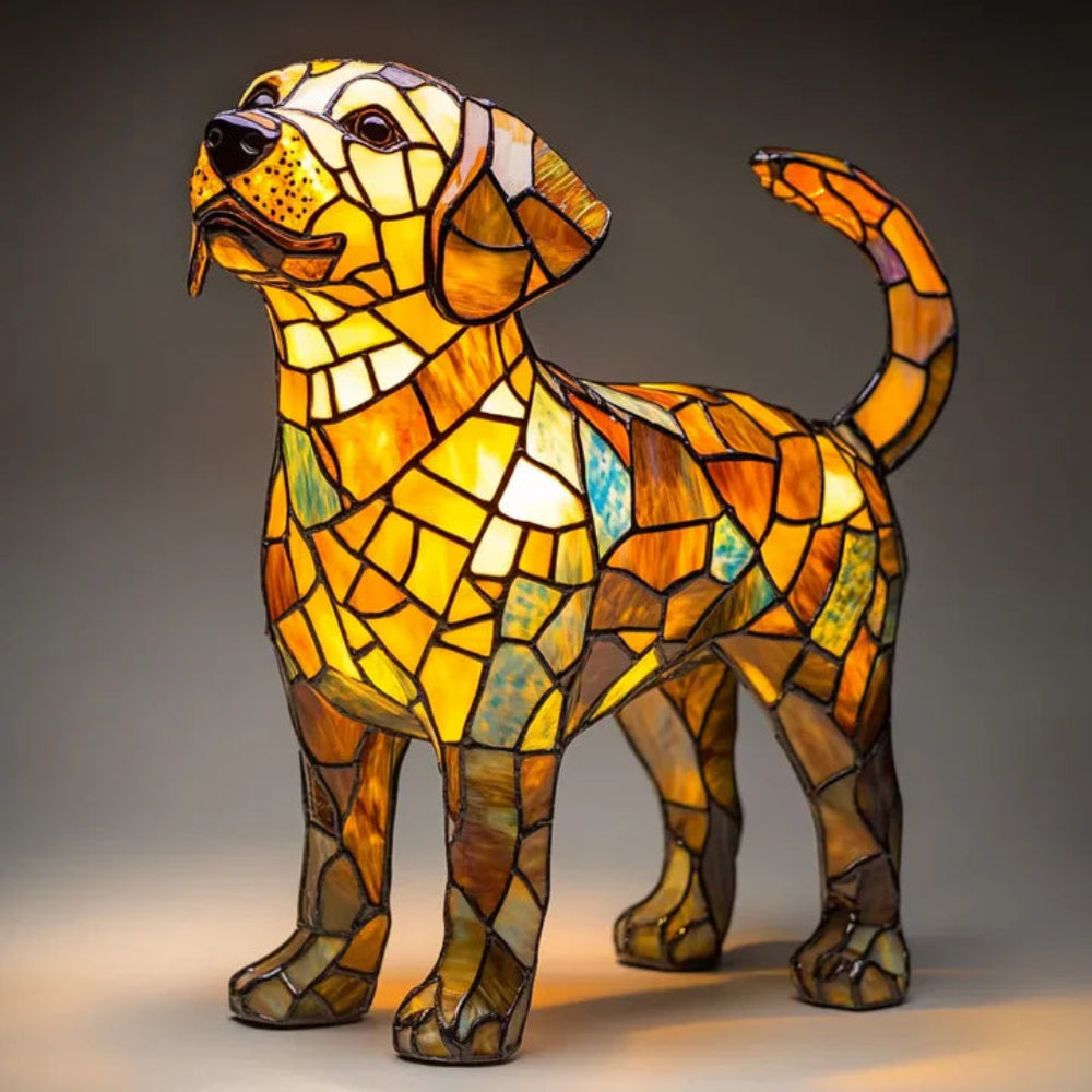 Lampe de Chien en Verre Tiffany | Éclairage Ambiant et Design Unique