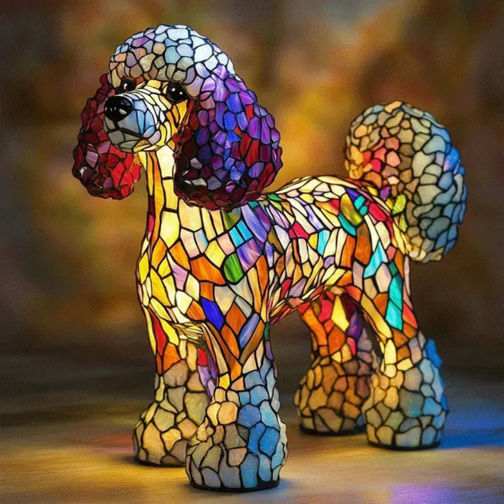 Lampe de Chien en Verre Tiffany | Éclairage Ambiant et Design Unique