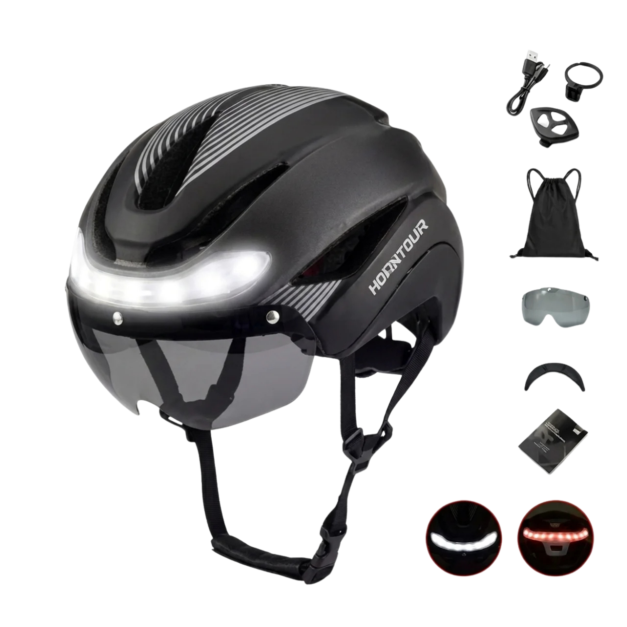 Casque de Vélo Lumineux avec Clignotants LED et Télécommande