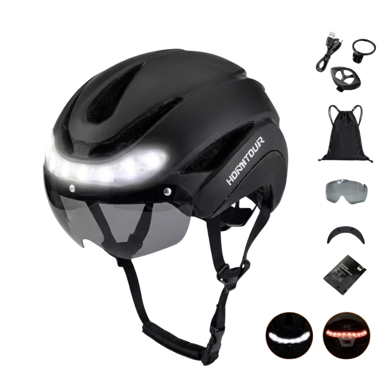 Casque de Vélo Lumineux avec Clignotants LED et Télécommande