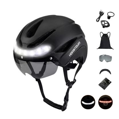 Casque de Vélo Lumineux avec Clignotants LED et Télécommande