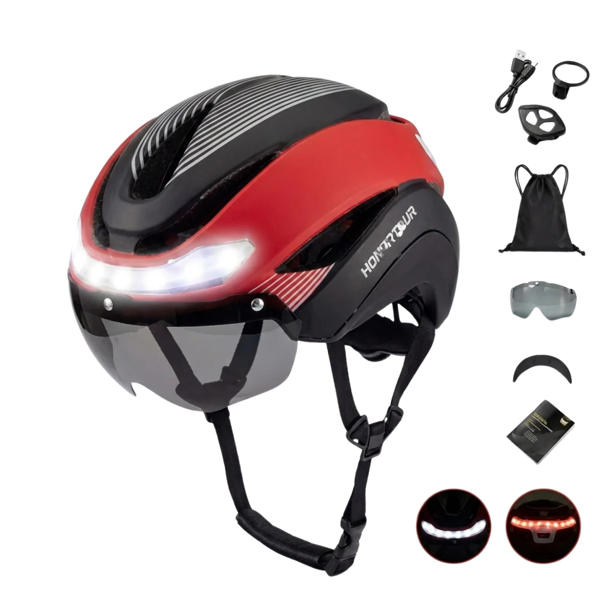 Casque de Vélo Lumineux avec Clignotants LED et Télécommande