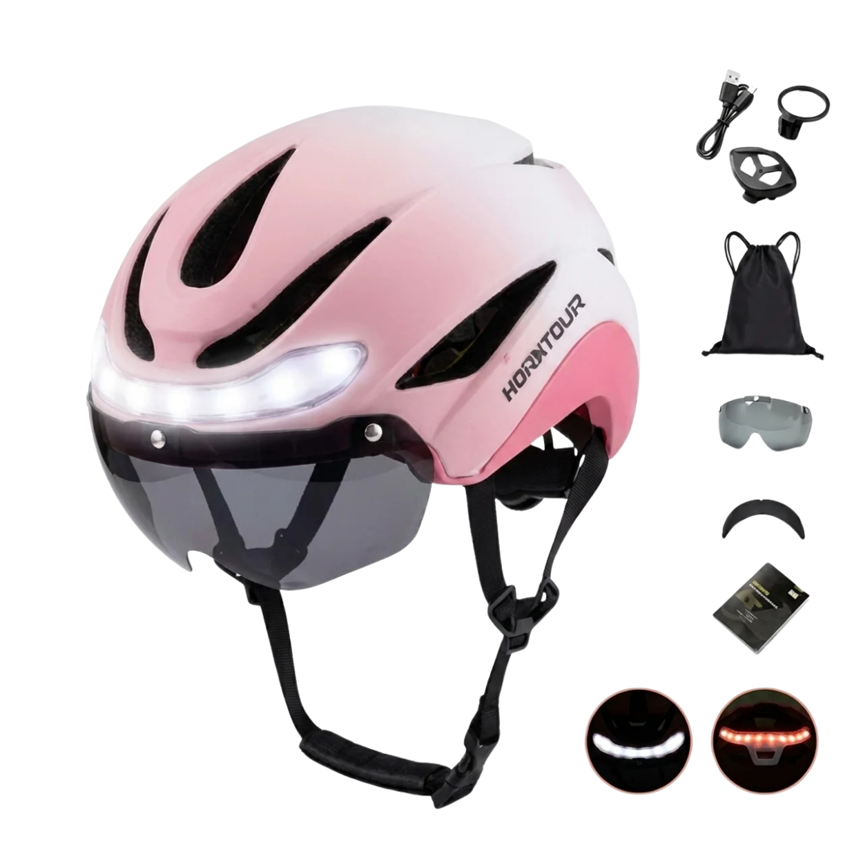 Casque de Vélo Lumineux avec Clignotants LED et Télécommande