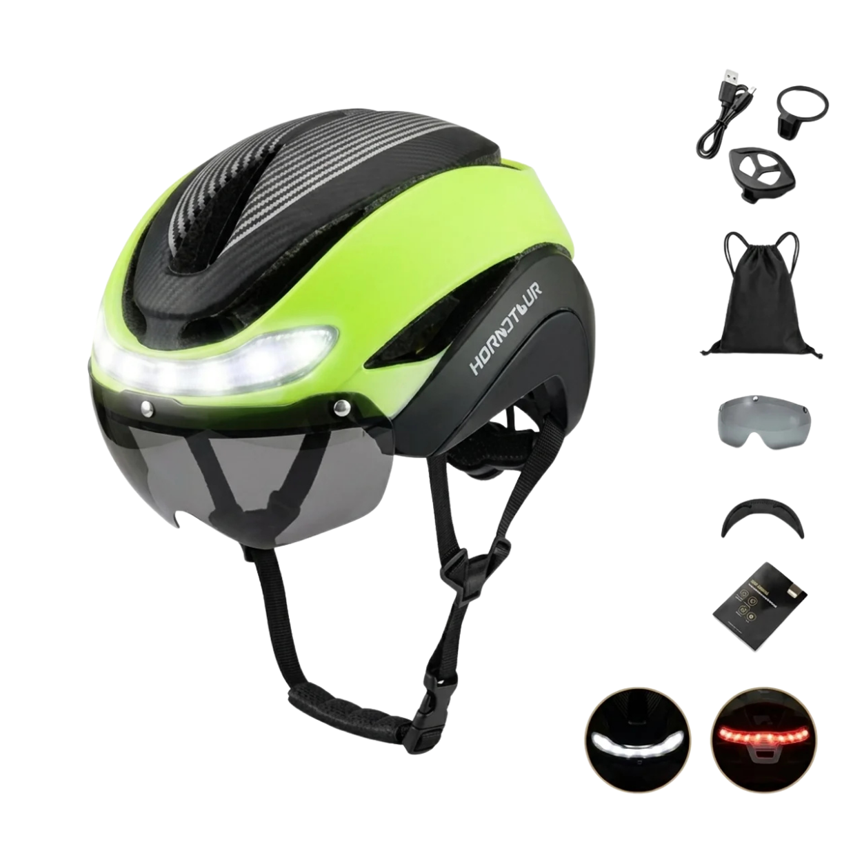 Casque de Vélo Lumineux avec Clignotants LED et Télécommande