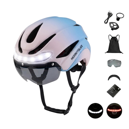 Casque de Vélo Lumineux avec Clignotants LED et Télécommande