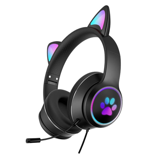 Casque Bluetooth Pliable avec Oreilles LED | 7 Modes de Lumière et Micro Rotatif