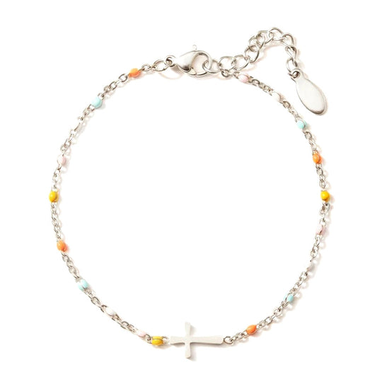 Bracelet Croix Ajustable en Argent | Design Élégant et Durable pour Amis