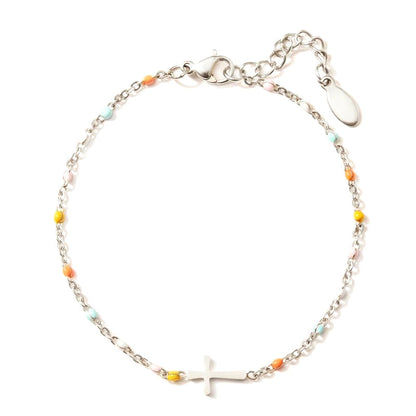 Bracelet Croix Ajustable en Argent | Design Élégant et Durable pour Amis
