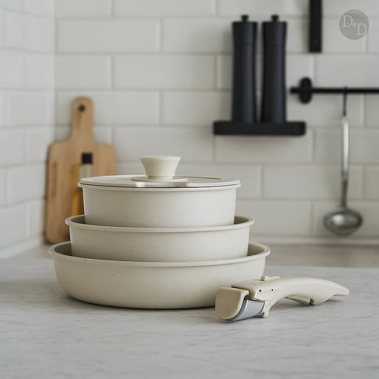 Casseroles Antiadhésives Économisant de l'Espace | Cuisson Saine et Rangement Pratique