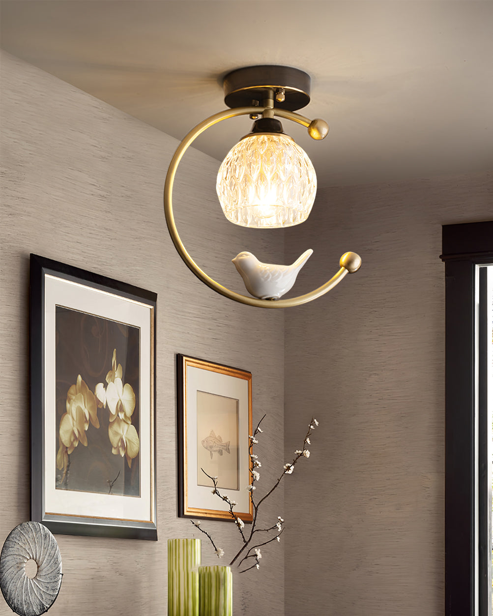 Plafonnier en Céramique et Cuivre | Élégance Naturelle pour Votre Intérieur