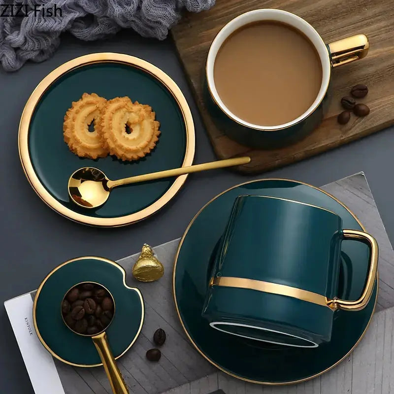 Tasses à Café en Céramique | Élégantes avec Détails Dorés