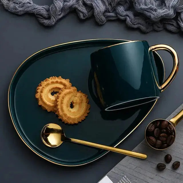 Tasses à Café en Céramique | Élégantes avec Détails Dorés