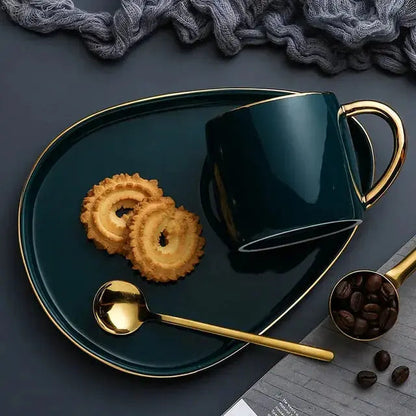 Tasses à Café en Céramique | Élégantes avec Détails Dorés