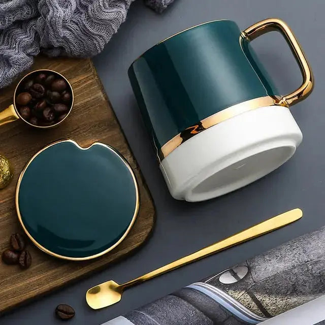 Tasses à Café en Céramique | Élégantes avec Détails Dorés