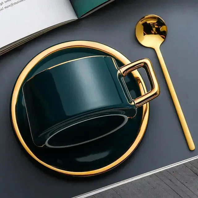 Tasses à Café en Céramique | Élégantes avec Détails Dorés