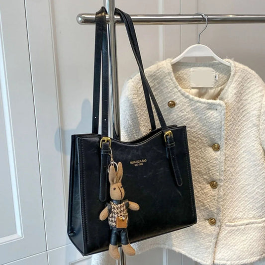Sac fourre-tout en Cuir PU | Pendentif Lapin et Intérieur Spacieux