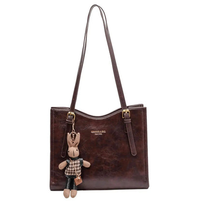 Sac fourre-tout en Cuir PU | Pendentif Lapin et Intérieur Spacieux
