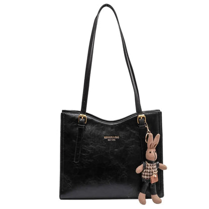 Sac fourre-tout en Cuir PU | Pendentif Lapin et Intérieur Spacieux