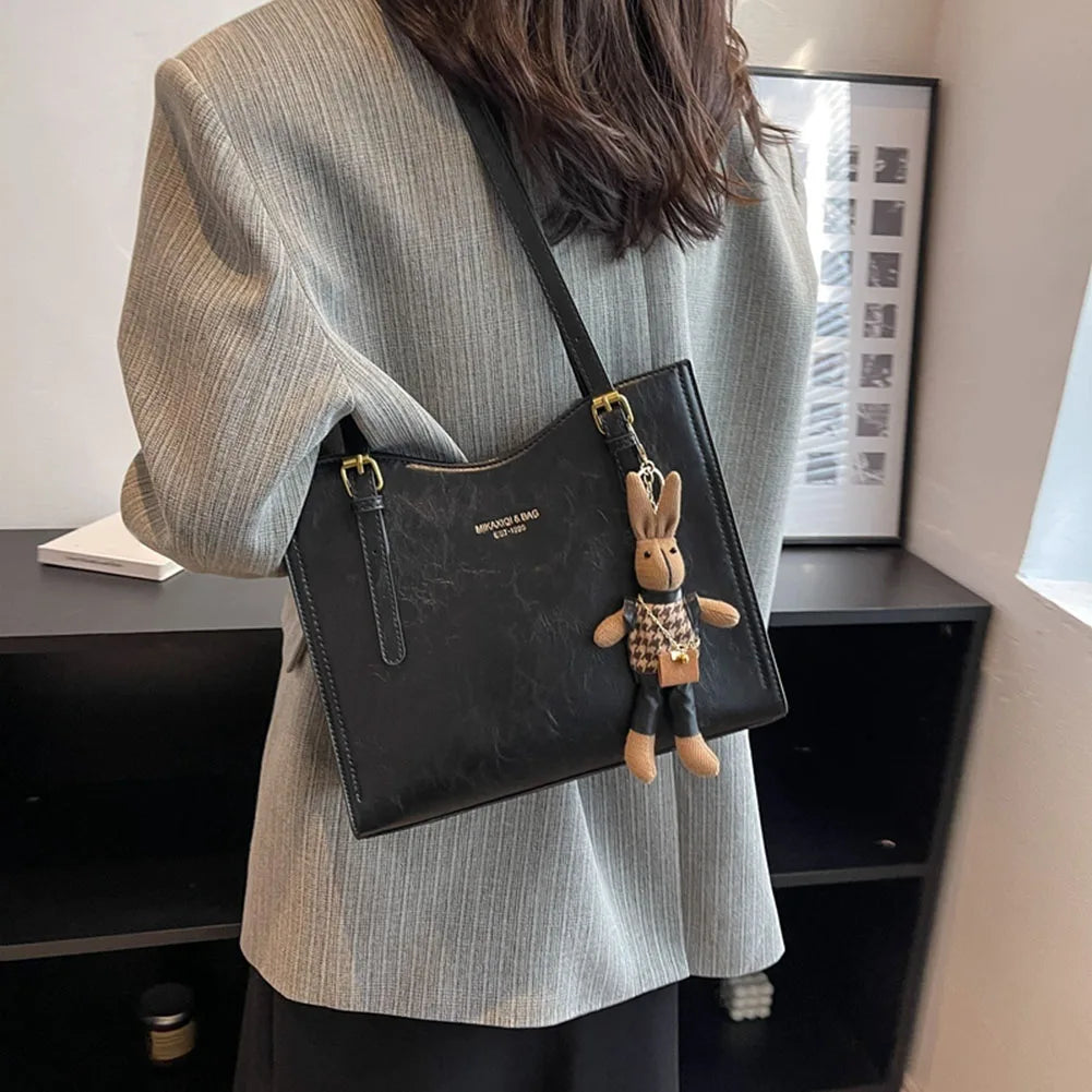 Sac fourre-tout en Cuir PU | Pendentif Lapin et Intérieur Spacieux