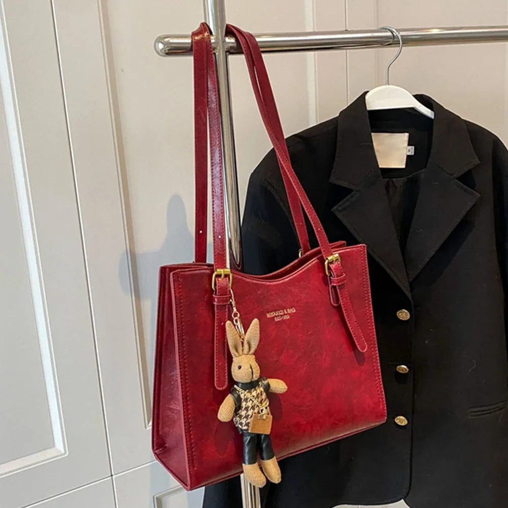 Sac fourre-tout en Cuir PU | Pendentif Lapin et Intérieur Spacieux