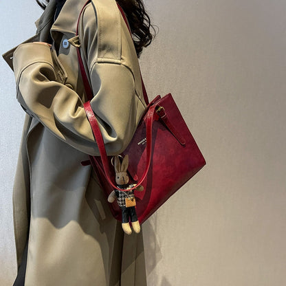 Sac fourre-tout en Cuir PU | Pendentif Lapin et Intérieur Spacieux