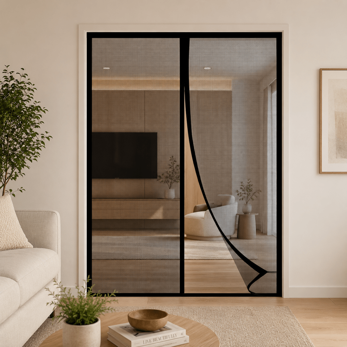 Rideau de Porte Magnétique – Maille Respirante, Protection Contre les Insectes pour Balcon ou Cuisine