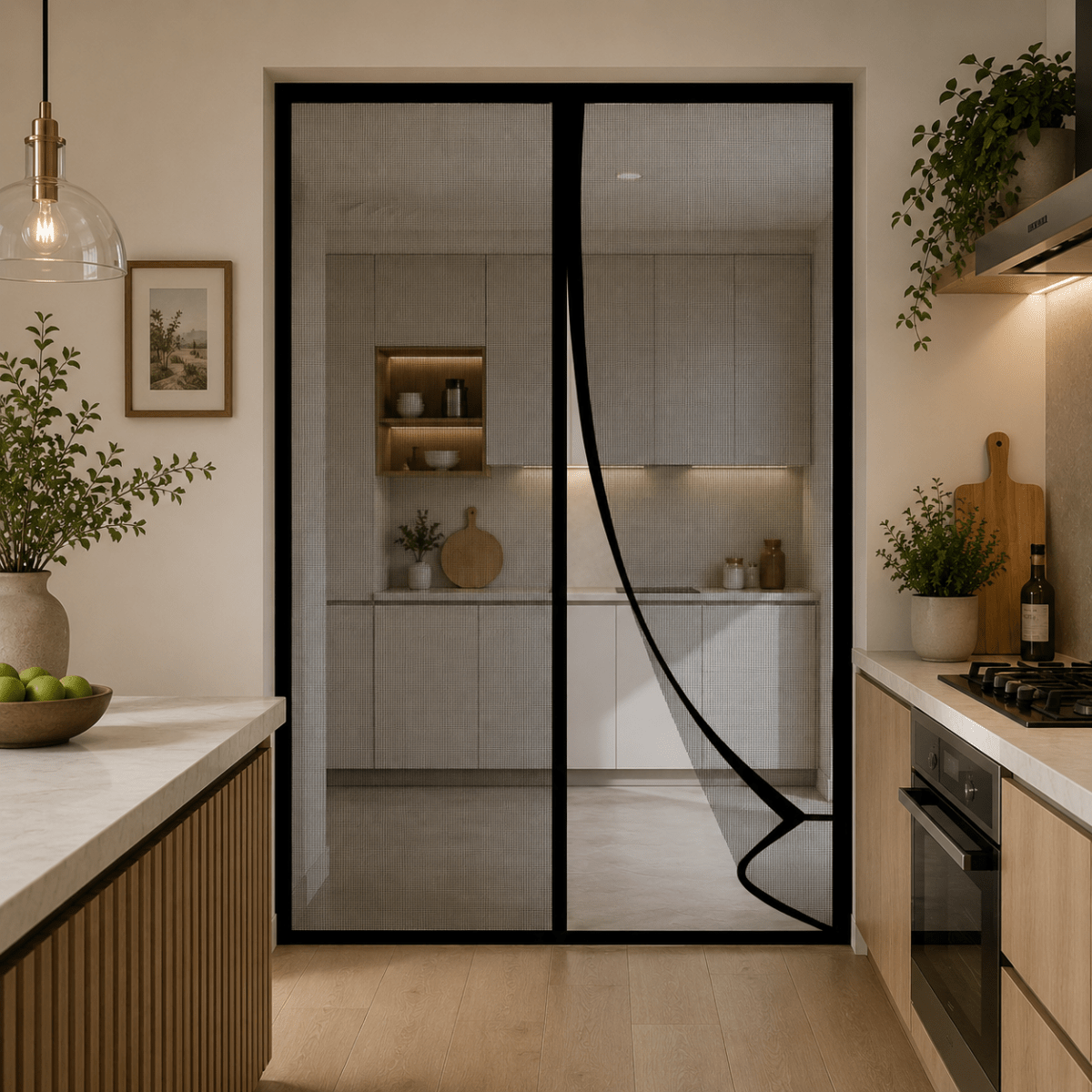 Rideau de Porte Magnétique – Maille Respirante, Protection Contre les Insectes pour Balcon ou Cuisine