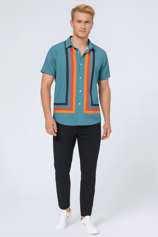 Chemise Rétro Chic à Rayures | Confort et Style pour Été
