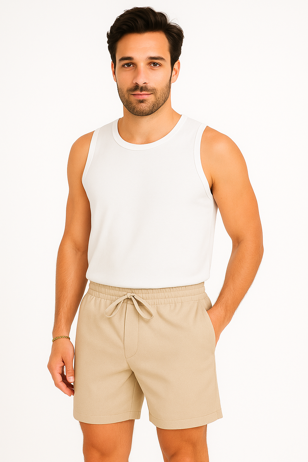 Shorts Élastiques Beige Classique | Confort Décontracté pour Journées Ensoleillées