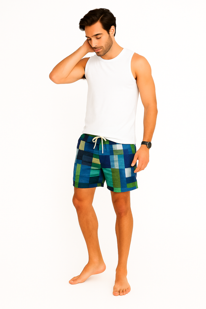 Shorts de Sport Rétro à Imprimé Hawaïen | Confort et Style Tropical pour l'Été