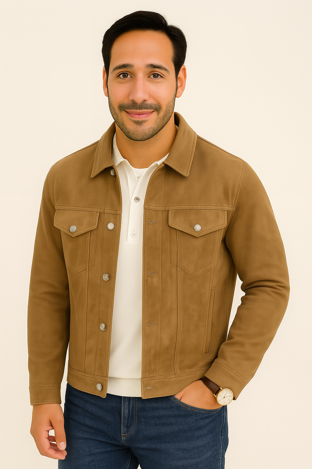 Veste Élégante en Daim pour Homme | Style Moderne et Polyvalent