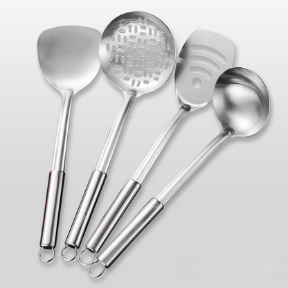 Ustensiles de Cuisine en Acier Inoxydable | Ensemble Durable avec Poignées Ergonomiques