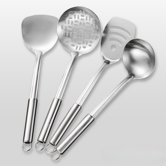 Ustensiles de Cuisine en Acier Inoxydable | Ensemble Durable avec Poignées Ergonomiques