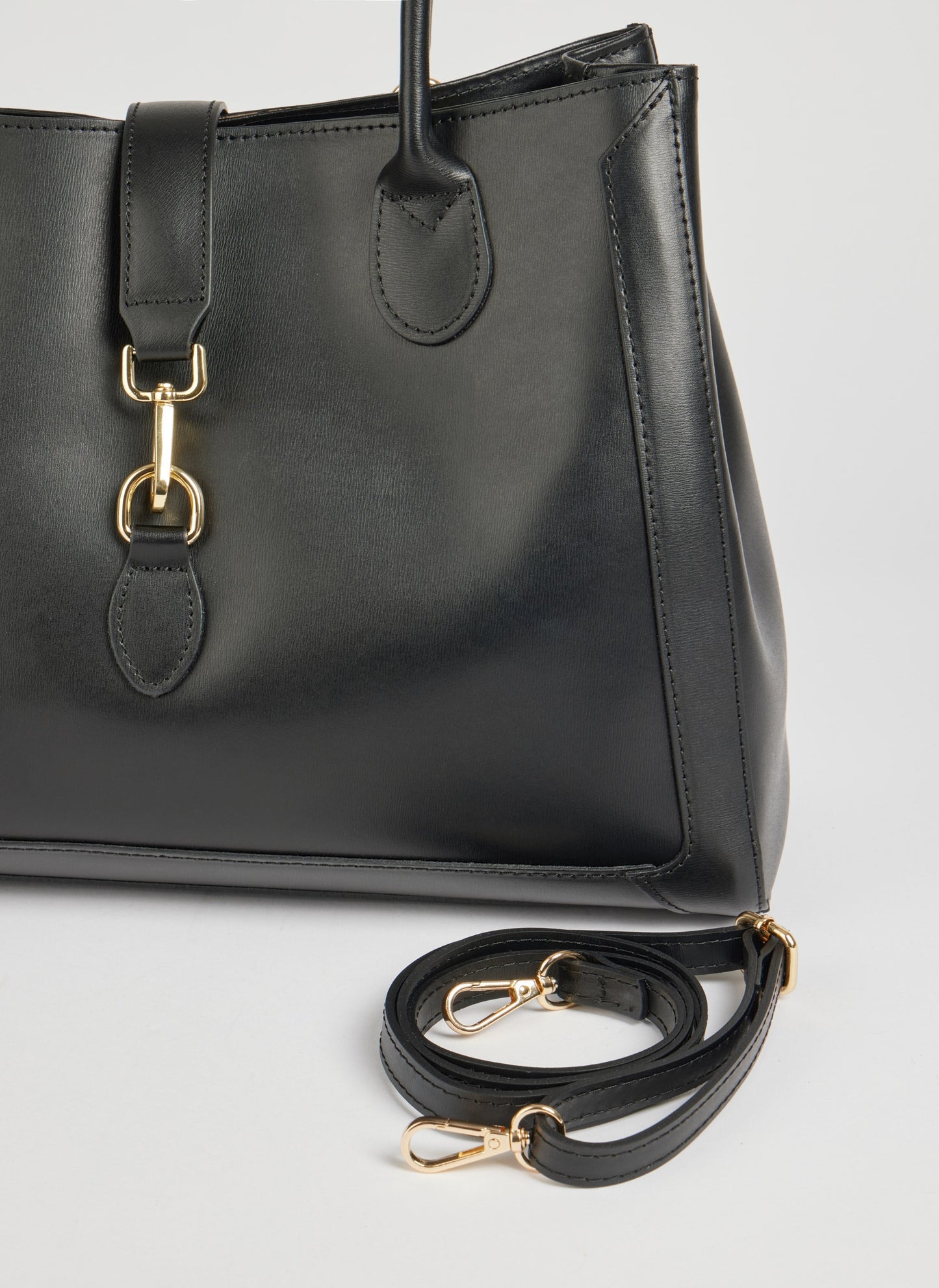 Sac à Main en Cuir Noir | Élégant Tote pour Bureau et Quotidien