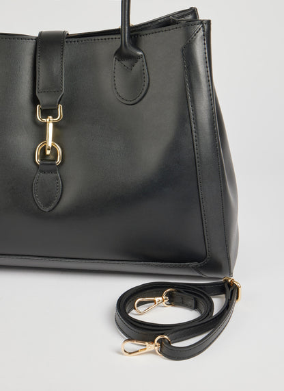 Sac à Main en Cuir Noir | Élégant Tote pour Bureau et Quotidien