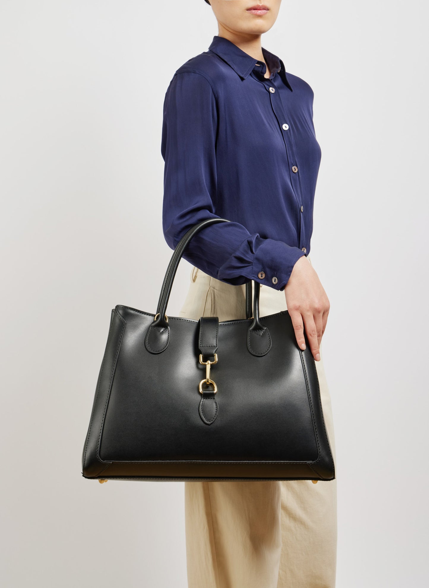Sac à Main en Cuir Noir | Élégant Tote pour Bureau et Quotidien