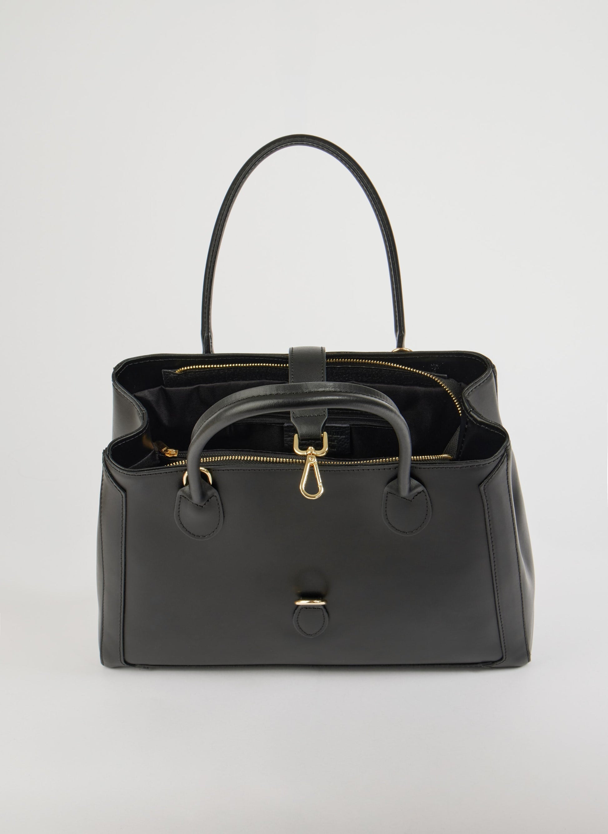Sac à Main en Cuir Noir | Élégant Tote pour Bureau et Quotidien
