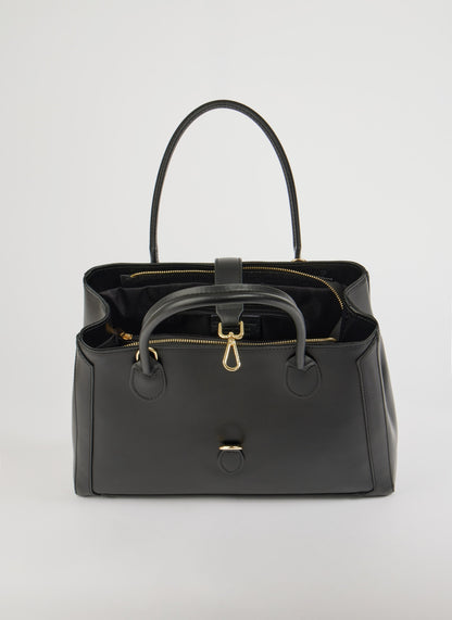 Sac à Main en Cuir Noir | Élégant Tote pour Bureau et Quotidien