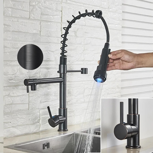 Robinet de Cuisine LED Chromé | Bec Flexible et Changement de Couleur