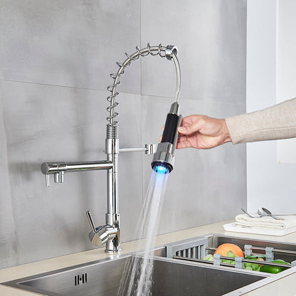 Robinet de Cuisine LED Chromé | Bec Flexible et Changement de Couleur