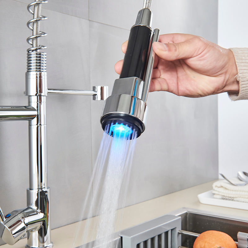 Robinet de Cuisine LED Chromé | Bec Flexible et Changement de Couleur