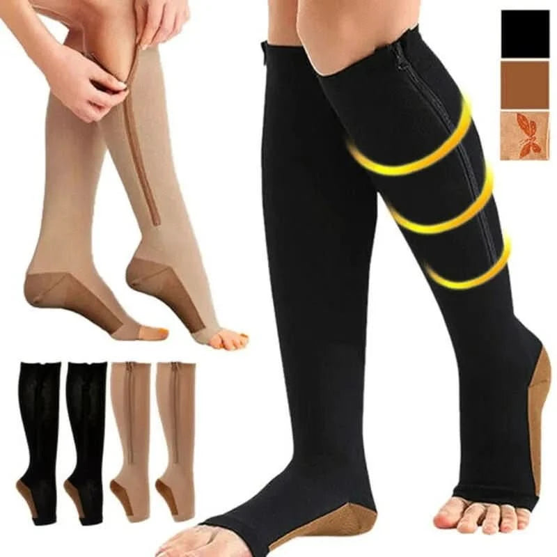 Chaussettes de Compression Confortables | Soutien et Soulagement Accrus avec Fermeture Éclair