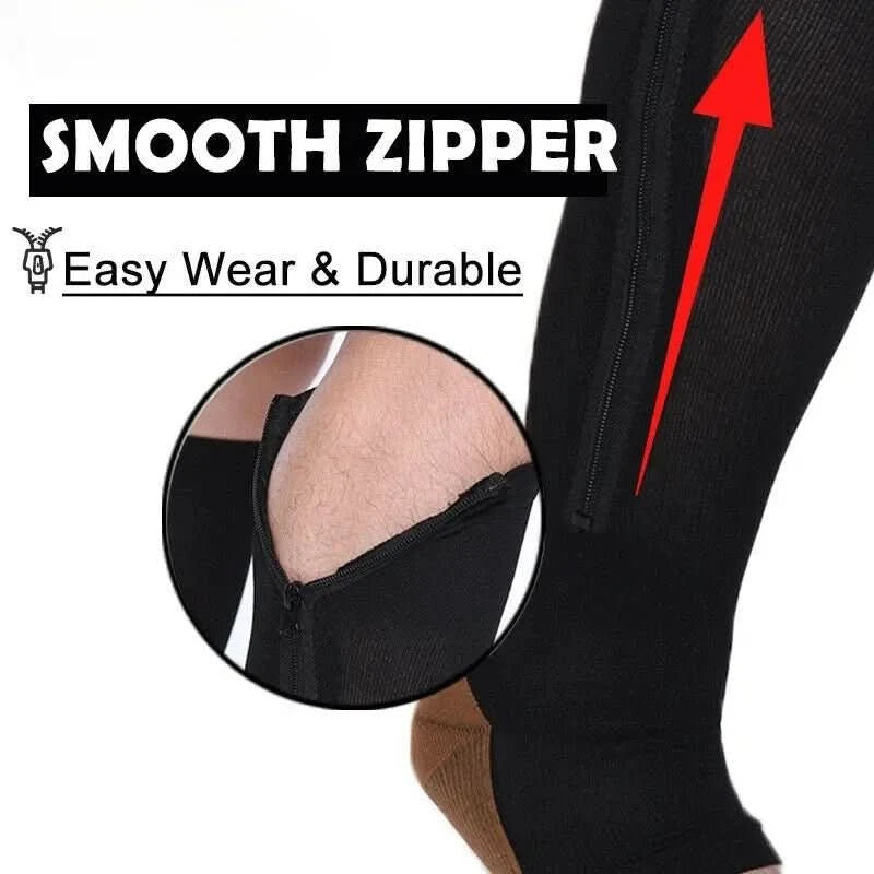 Chaussettes de Compression Confortables | Soutien et Soulagement Accrus avec Fermeture Éclair