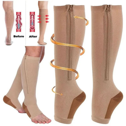 Chaussettes de Compression Confortables | Soutien et Soulagement Accrus avec Fermeture Éclair