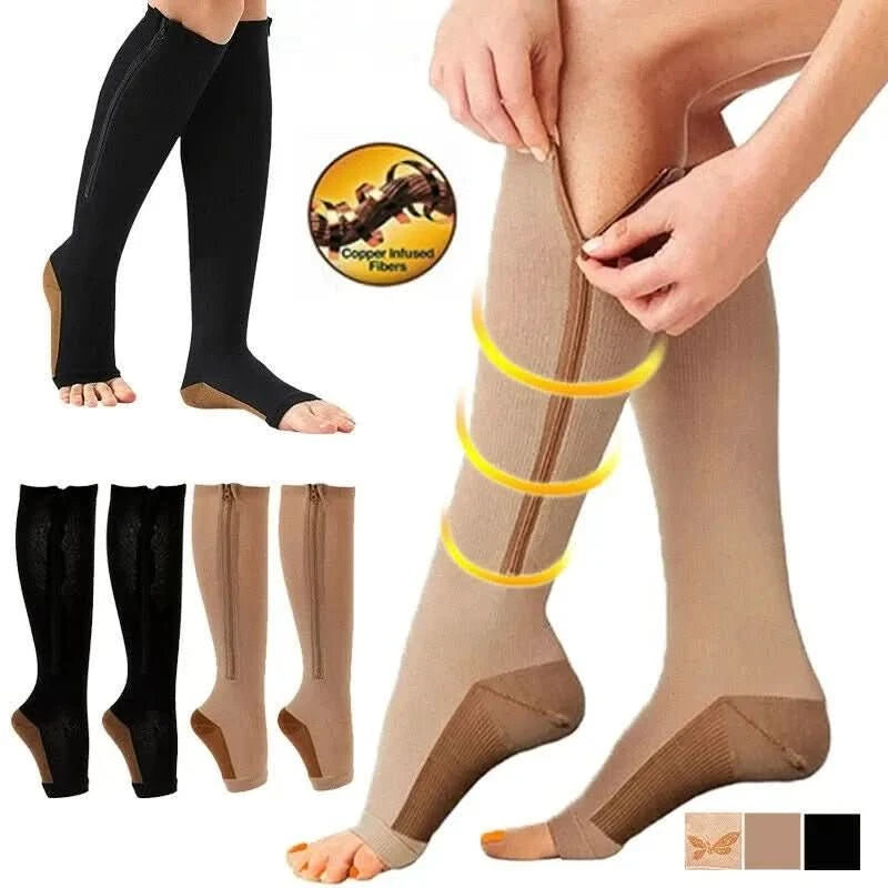 Chaussettes de Compression Confortables | Soutien et Soulagement Accrus avec Fermeture Éclair